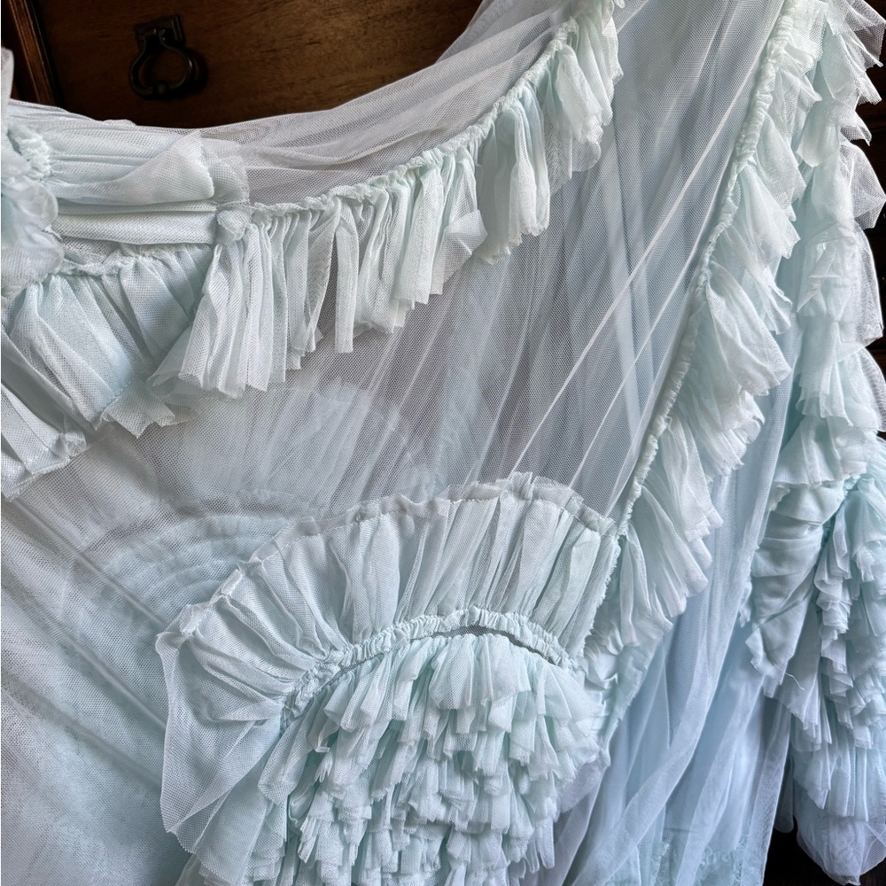 Dollcake teal Ruffled Tiered Sleeveless Gown - Picture 7 of 8